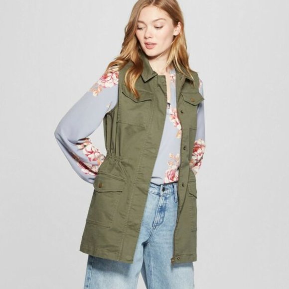 a new day Jackets & Blazers - A New Day Army Green / Military Utility Vest - S